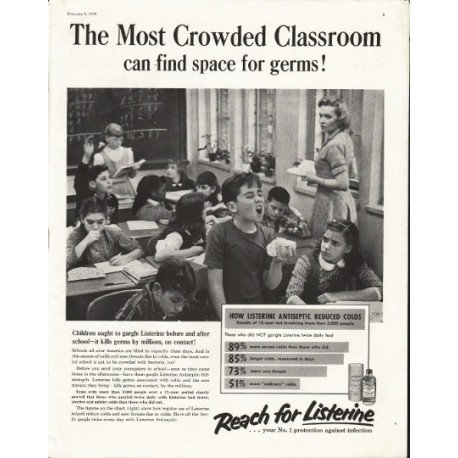 1958 Listerine Ad "Crowded Classroom"