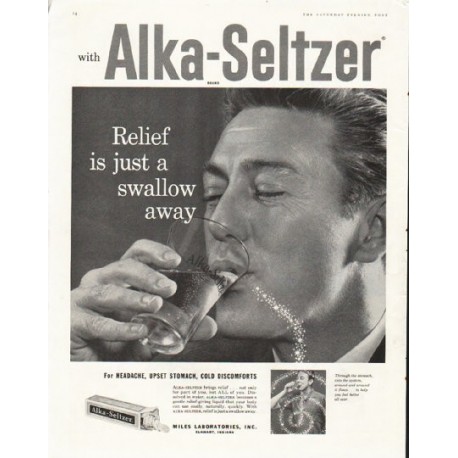 1958 Alka-Seltzer Ad "swallow away"