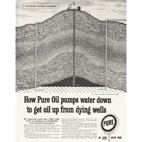 1958 Pure Oil Company Ad "pumps water down"