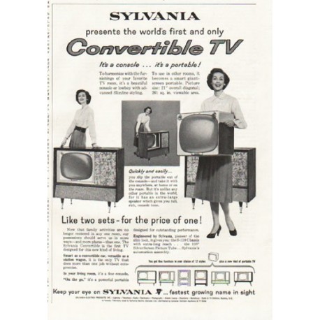 1958 Sylvania TV Ad "Convertible TV"