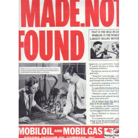 1937 Mobiloil & Mobilgas Ad "MADE.NOT FOUND"