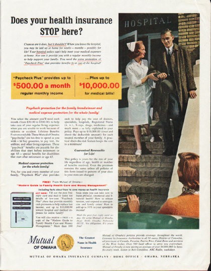 1964 Mutual of Omaha Vintage Ad "your health insurance"