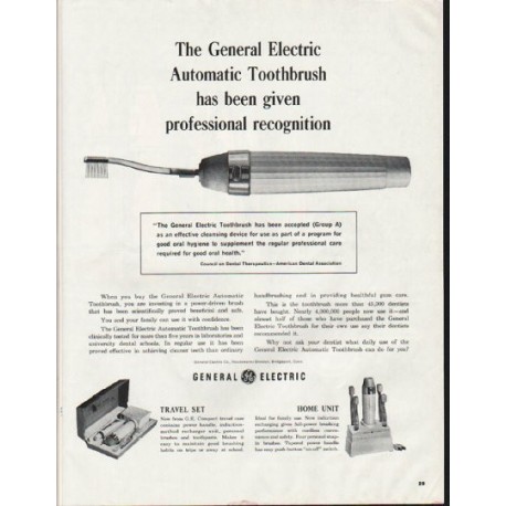 1964 General Electric Toothbrush Ad "professional recognition"