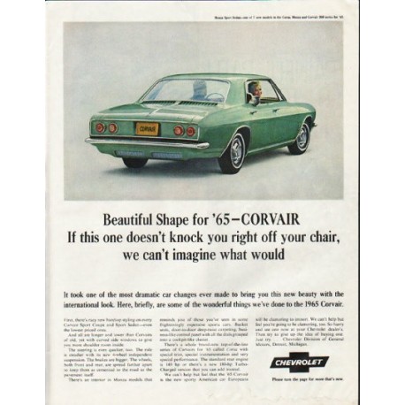 1965 Chevrolet Corvair Ad "off your chair" ~ (model year 1965)