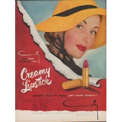 1949 Coty Lipstick Ad "Creamy Lipstick"