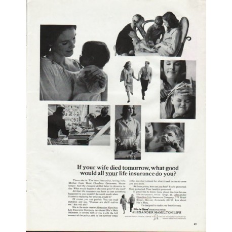 1965 Alexander Hamilton Life Insurance Company Ad "your wife"