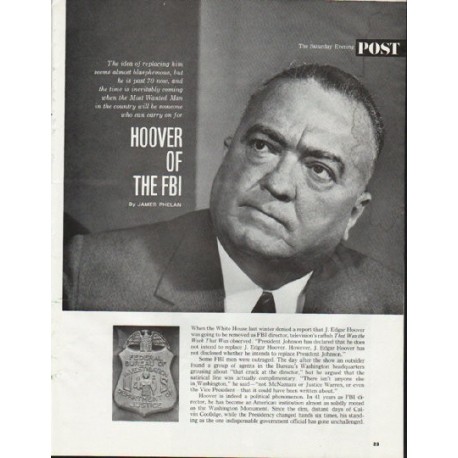 1965 Hoover Of The Fbi Vintage Article By James Phelan