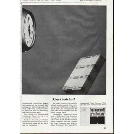 1965 Hammermill Paper Company Ad "Clockwatcher"
