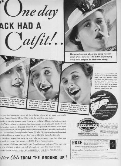 1937 Pennsylvania Grade Crude Oil Vintage Advertisement