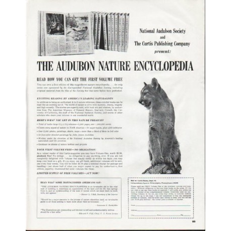 1965 The Audubon Nature Encyclopedia Ad "get the first volume free"