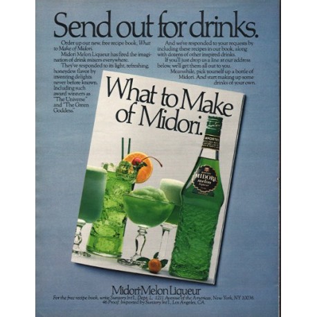 1980 Midori Ad "Send out for drinks."