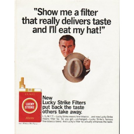 1965 Lucky Strike Cigarettes Ad "Show me a filter"
