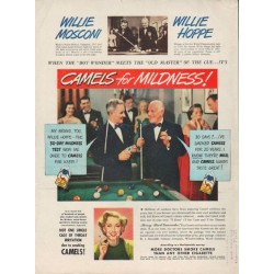 1949 Camel Cigarettes Ad "Willie Mosconi and Willie Hoppe"