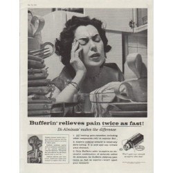 1958 Bufferin Ad "Bufferin relieves pain twice as fast!"