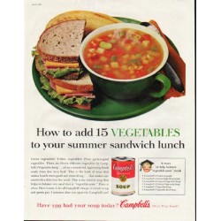 1961 Campbell's Soup Ad "add 15 Vegetables"