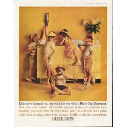 1961 Dixie Cups Ad "Kids serve themselves"