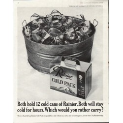 1961 Rainier Beer Ad "cold for hours"