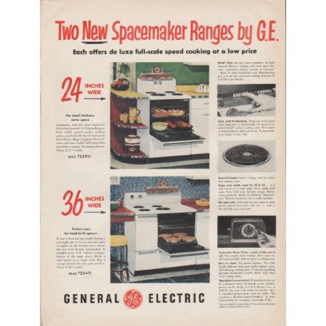1953 General Electric Ad "Spacemaker Ranges"