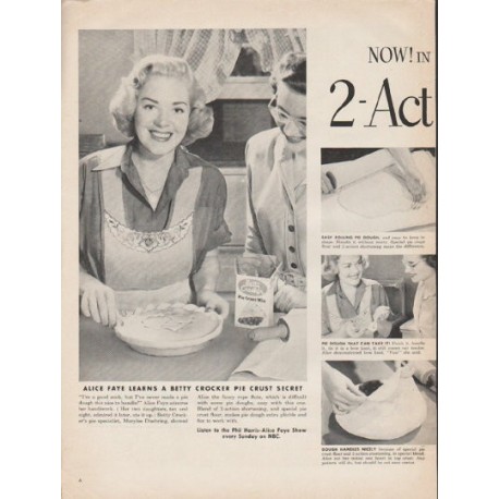 1953 Betty Crocker Ad "Action Shortening"