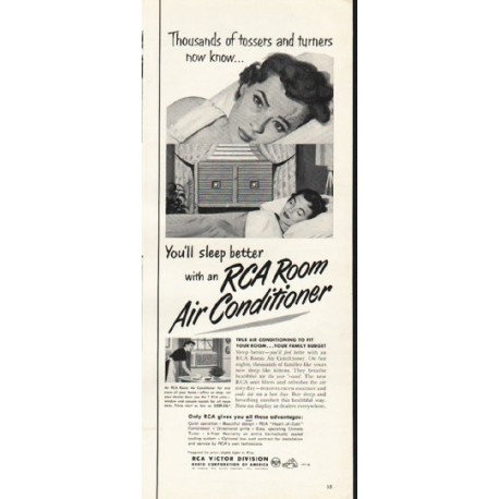 1953 RCA Room Air Conditioner Ad "tossers and turners"