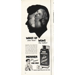 1953 Mennen Shave Lotion Ad "Wows the ladies"