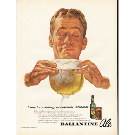 1953 Ballantine Ale Ad "Expect something"