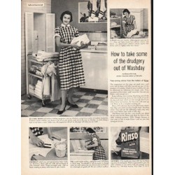 1953 Rinso Soap Ad "drudgery out of Washday"