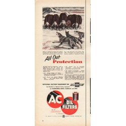 1953 AC Oil Filters Ad "All Out Protection"