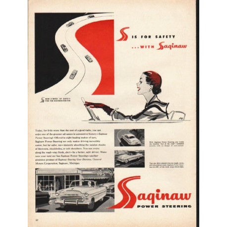 1953 Saginaw Power Steering Ad "S is for safety"