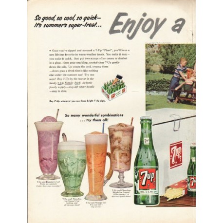 1953 7-Up Ad "So good, so cool"
