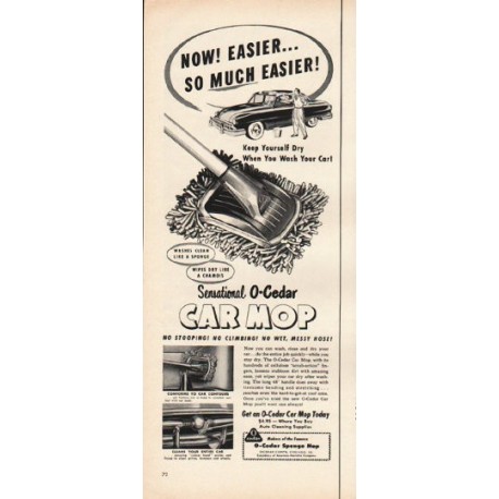 1953 O-Cedar Car Mop Ad "Keep Yourself Dry"