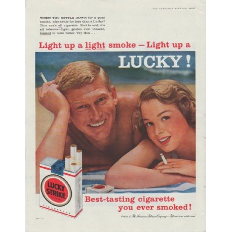 1958 Lucky Strike Ad "Light up a Lucky!"