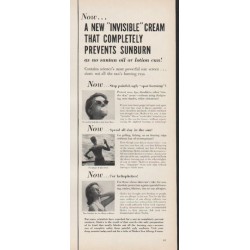 1953 Skolex Sun Allergy Cream Ad "Invisible Cream"