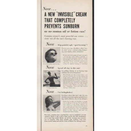 1953 Skolex Sun Allergy Cream Ad "Invisible Cream"