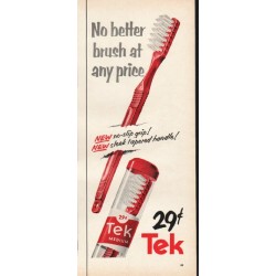 1953 Tek Toothbrush Ad "no-slip grip"