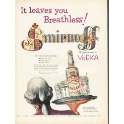 1953 Smirnoff Vodka Ad "leaves you Breathless"