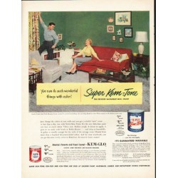 1953 Super Kem-Tone Paint Ad "wonderful things with color"