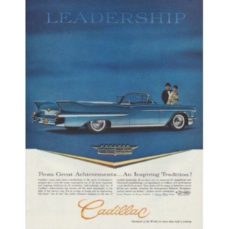 1958 Cadillac Series 62 Convertible Ad "Leadership"