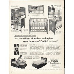 1953 Pacific Contour Sheets Ad "millions of mothers"