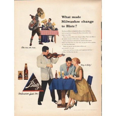1953 Blatz Beer Ad "What made Milwaukee change"