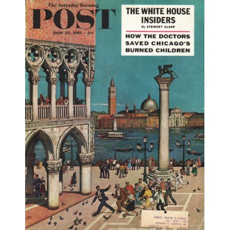 1961 Saturday Evening Post Cover Page "on the Piazzetta" ~ June 10, 1961