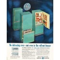 1961 General Electric Refrigerator Ad "No defrosting ever"