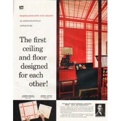 1961 Johns-Manville Ceilings and Floors Ad "designed for each other"