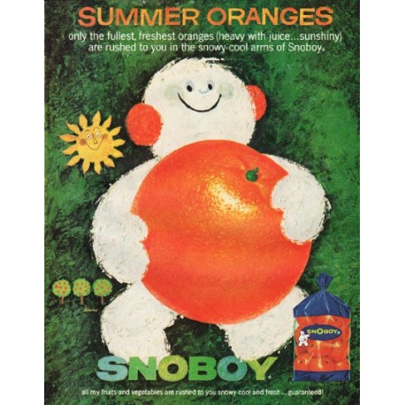 1961 Snoboy Oranges Ad "Summer Oranges"