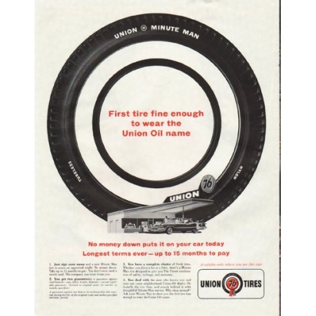 1961 Union 76 Tires Ad "wear the Union Oil name"