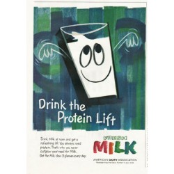 1961 American Dairy Association Ad "Drink the Protein Lift"