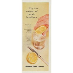 1958 Sunkist Fresh Lemons Ad "Try this instead of harsh laxatives"