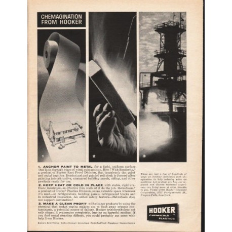 1962 Hooker Chemical & Plastics Ad "Chemagination from Hooker"