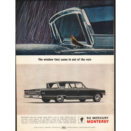 1963 Mercury Monterey Ad "came in out of the rain" ~ (model year 1963)