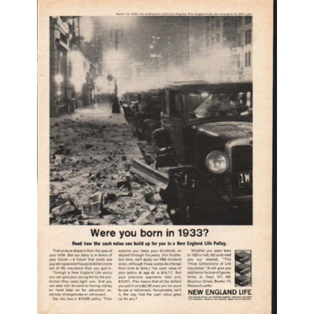 1962 New England Life Ad "Were you born in 1933?"